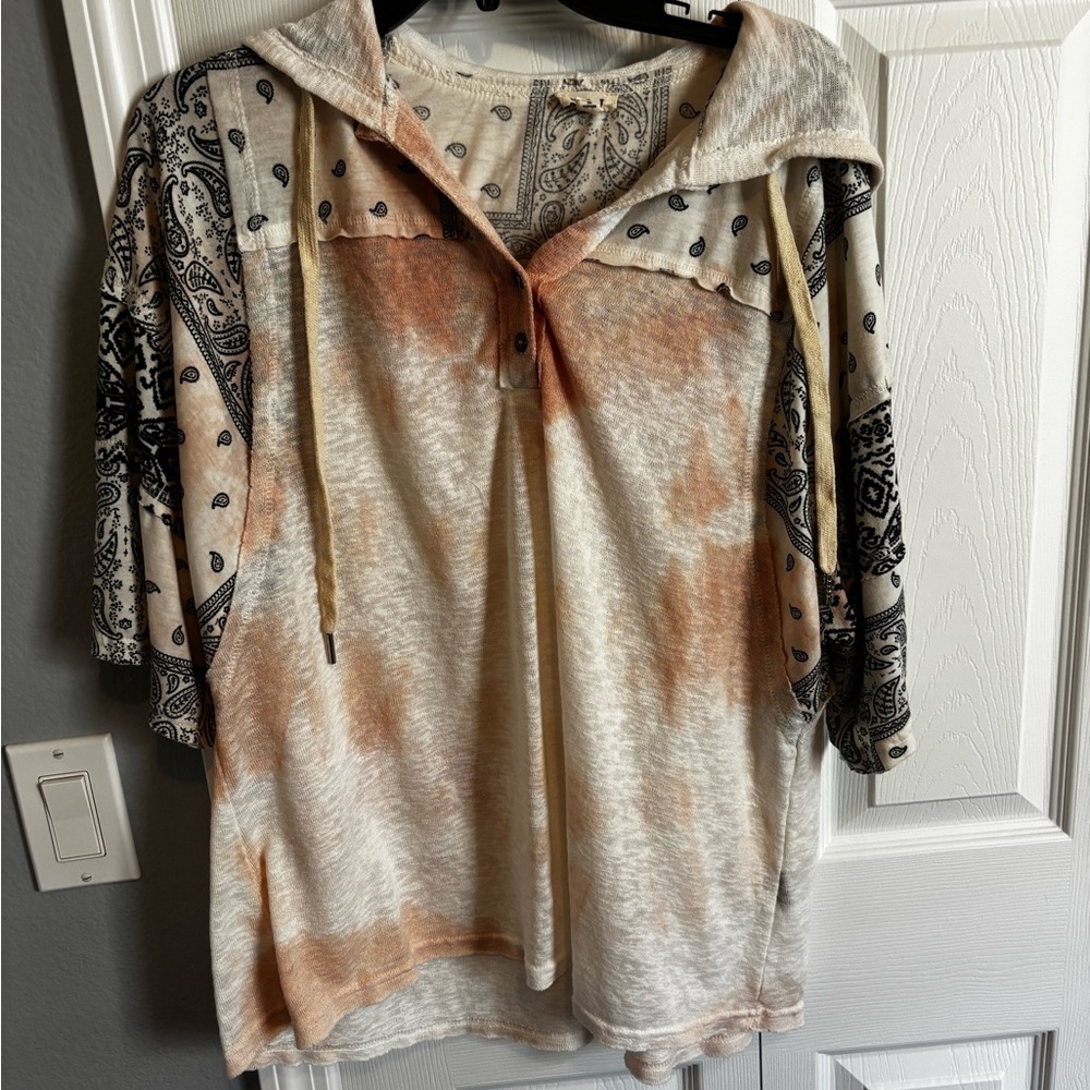 POL Top with Paisley Sleeves